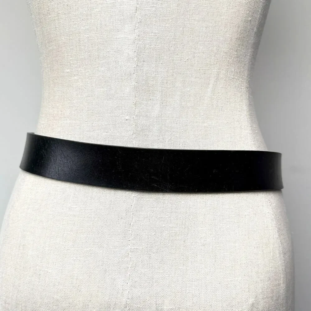 Vintage Express Leather Belt Rhinestone Cross Buckle Y2K Whimsygoth L